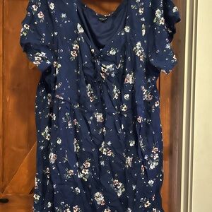 Torrid Blue Short Sleeve Ruffled Blouse